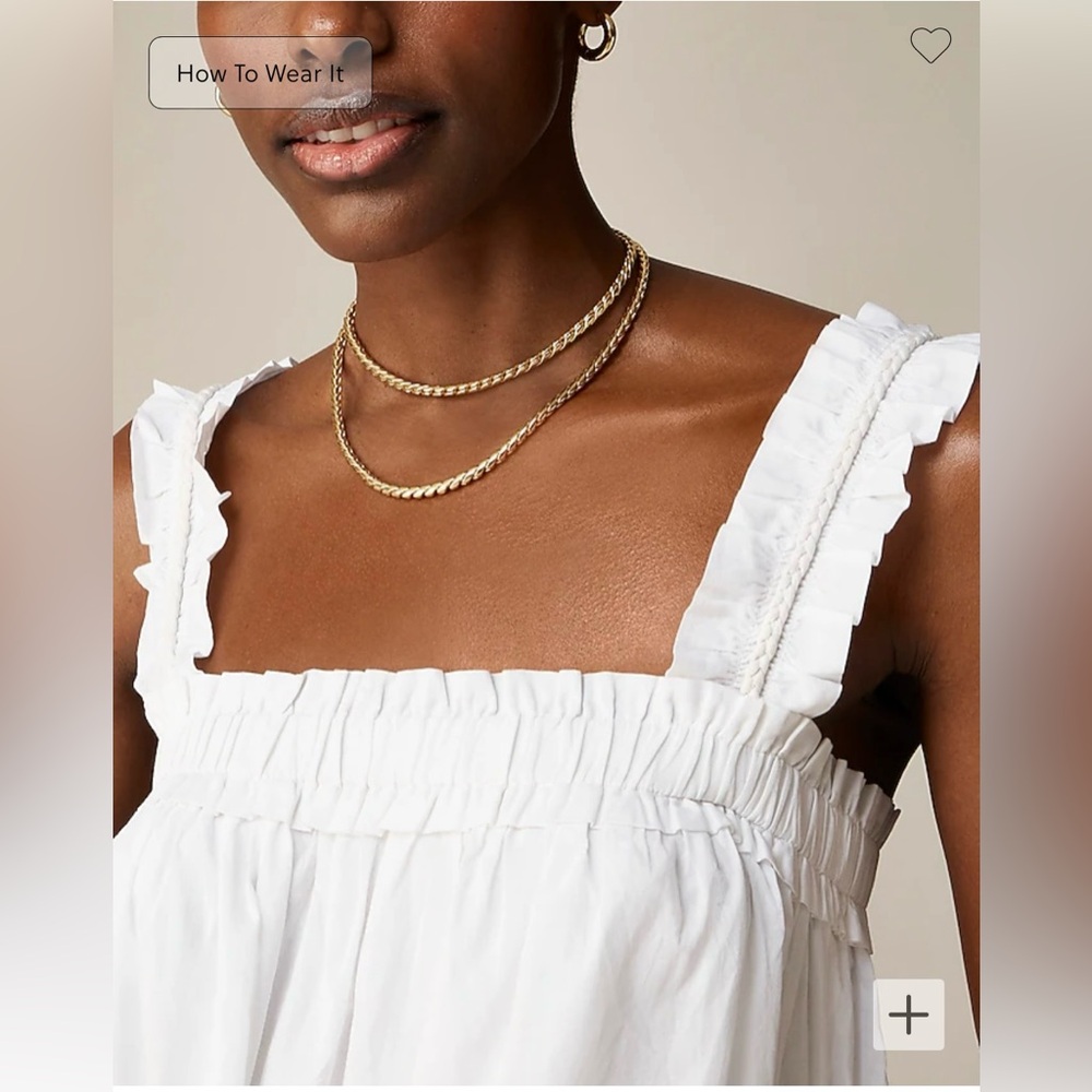 NWT Cotton Voile Ruffle-Trim Shift Dress, White, Size Small, $138 MSRP - Picture 3 of 7